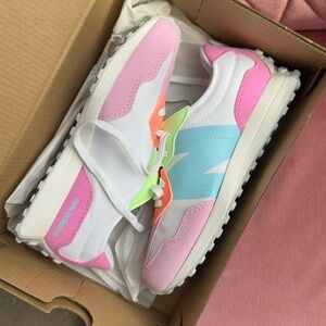 Girls size 2 New Balance Sneakers white pink blue orange green